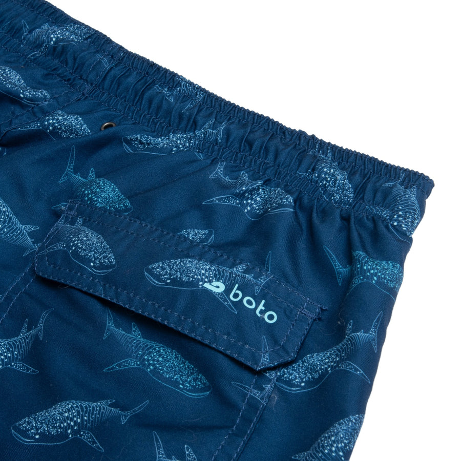 Cabo 6.5" Navy Whales Swim Trunks