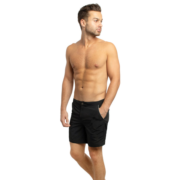 Rio 6.5" Midnight Black with Boto Pouch Lining Swim Trunks