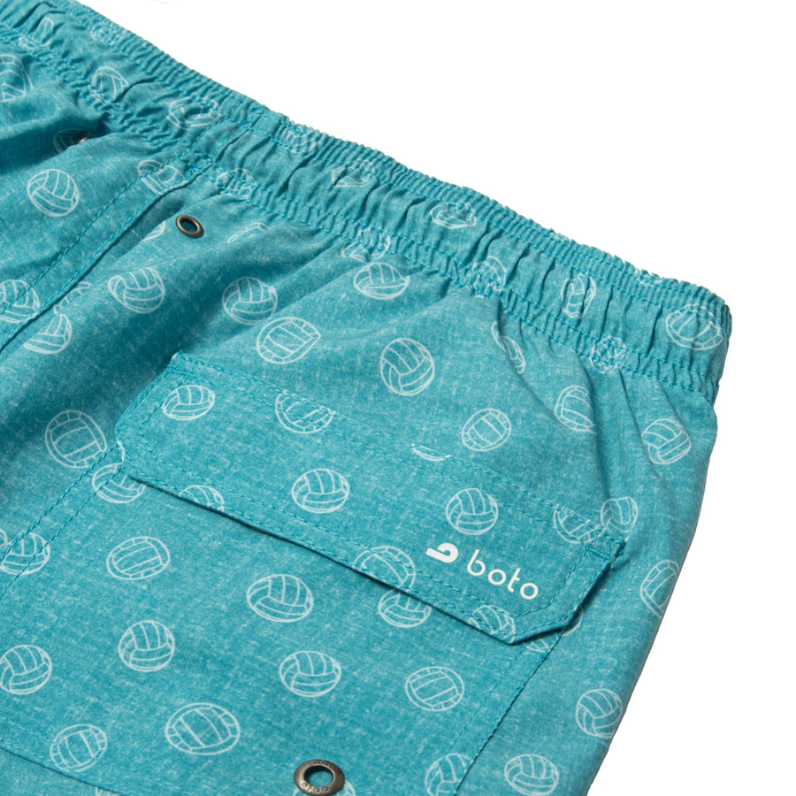 Cabo 6.5" Teal Volleyballs-Stretch Swim Trunks