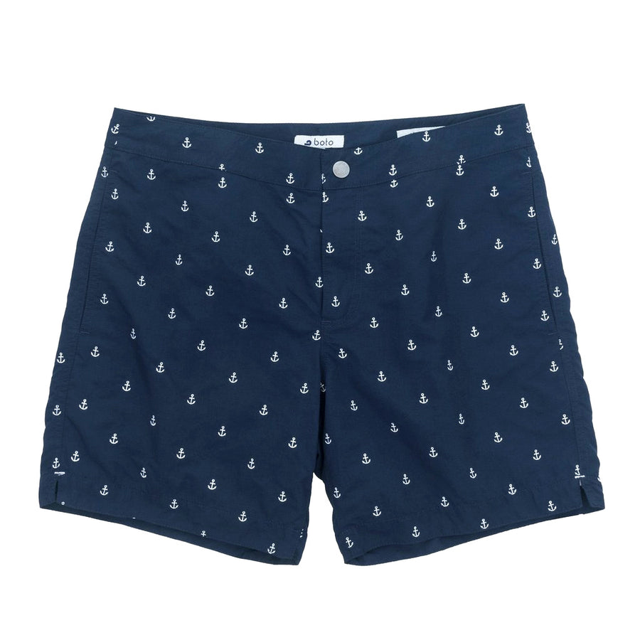 Aruba 6.5" Navy Embroidered Anchors