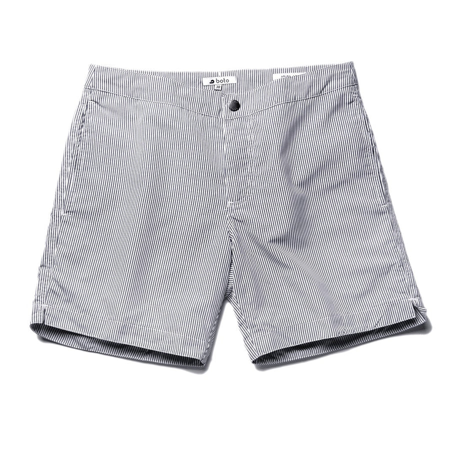Aruba 6.5" Striped Anchor Gray Swim Trunks