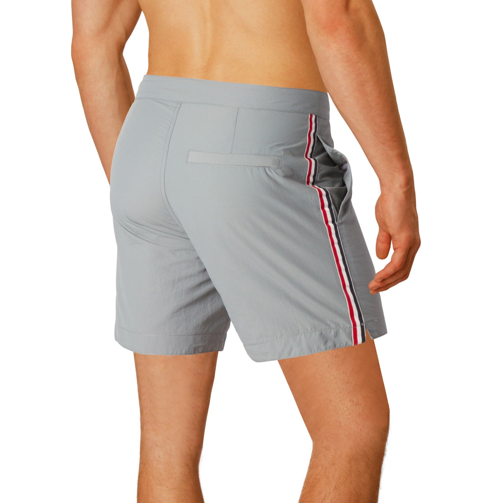 Aruba 6.5" Grey French Stripes Swim Trunks