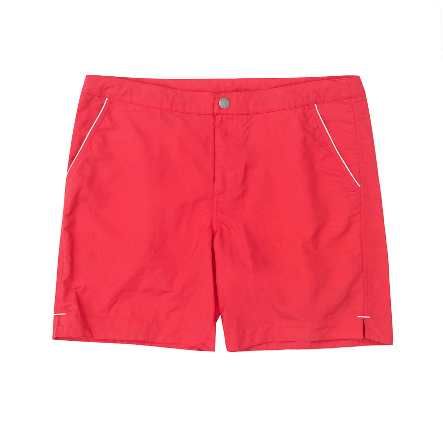 Rio 6.5" Coral Red with Boto Pouch lining Swim Trunks