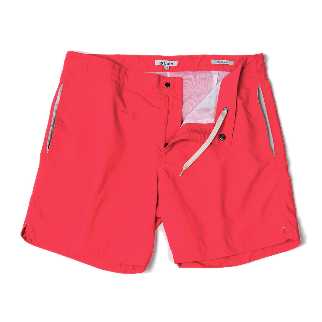 Aruba 6.5" Island Coral Red Swim Trunks
